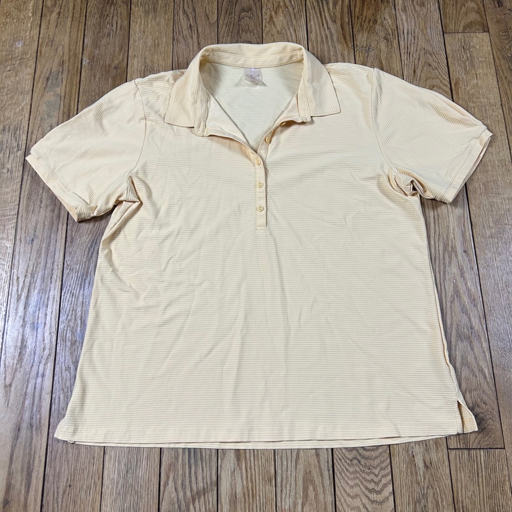 CALLA‎ Yellow Stripe Short Sleeve Polo Golf Shirt Top Women XXL